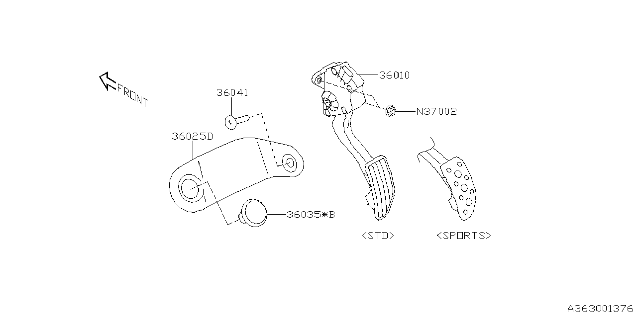 Diagram PEDAL SYSTEM for your 2006 Subaru WRX 2.5L TURBO 5MT WAGON 