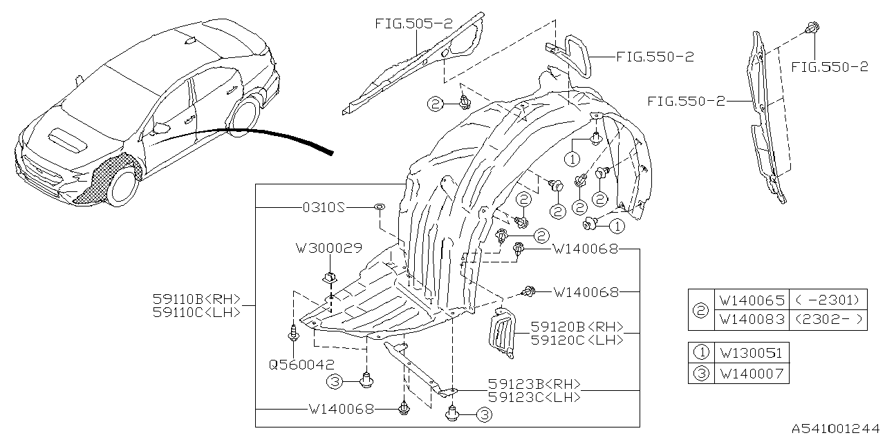 Diagram MUDGUARD for your 2023 Subaru WRX  Limited 