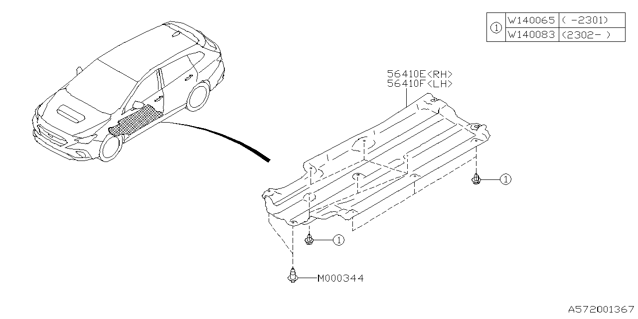 Diagram UNDER COVER & EXHAUST COVER for your 2024 Subaru Ascent  Limited 7-Passenger w/EyeSight 