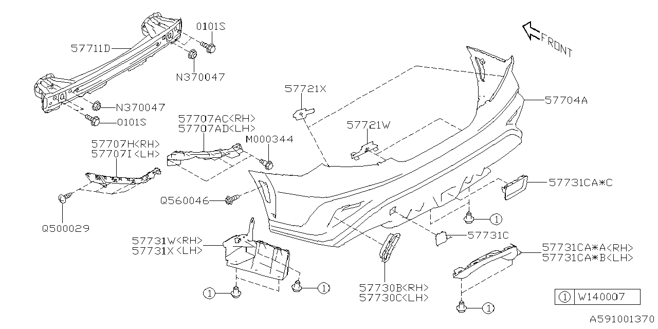 Diagram REAR BUMPER for your 2025 Subaru WRX PREMIUM w/EyeSight  