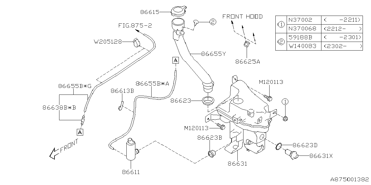 Diagram WINDSHIELD WASHER for your Subaru Impreza  EYESIGHT WAGON