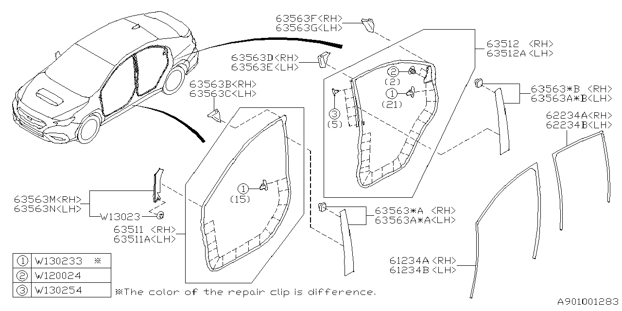 Diagram WEATHER STRIP for your 2021 Subaru Legacy  Limited Sedan 