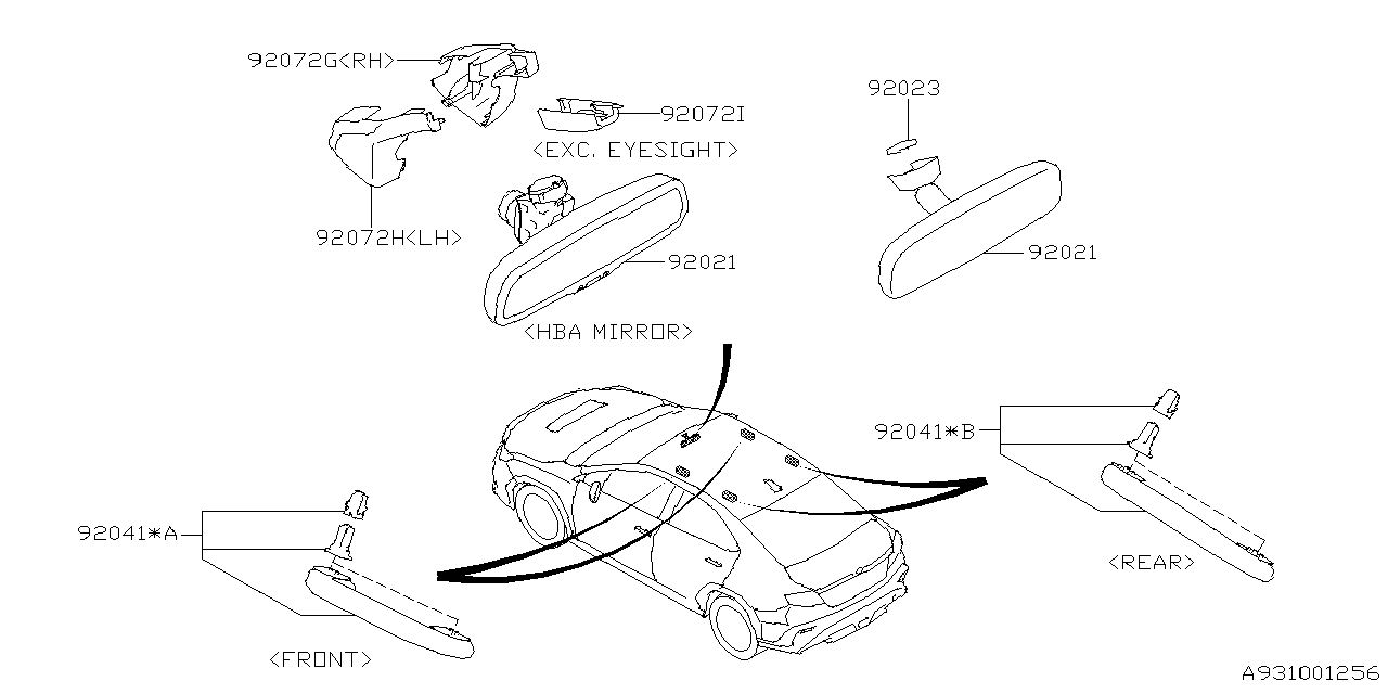 Diagram ROOM INNER PARTS for your 2023 Subaru Impreza  PREMIUM w/EyeSight SEDAN 