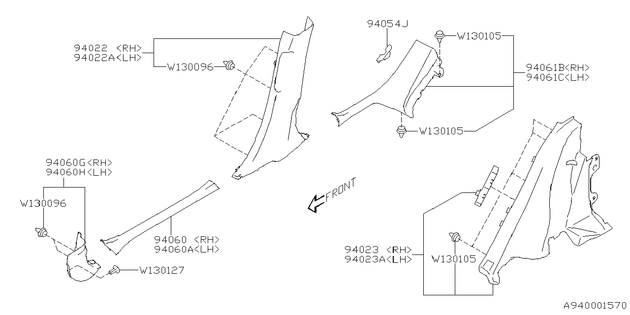 Diagram INNER TRIM for your 2022 Subaru WRX   