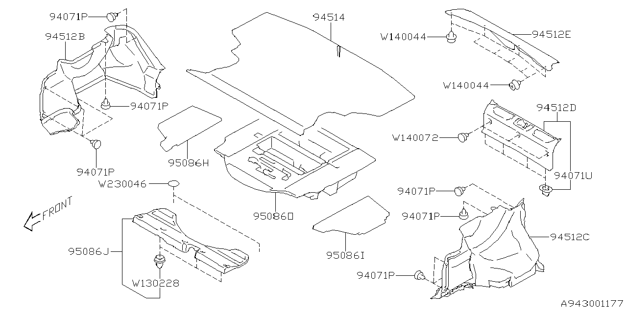 Diagram TRUNK ROOM TRIM for your 2011 Subaru STI   