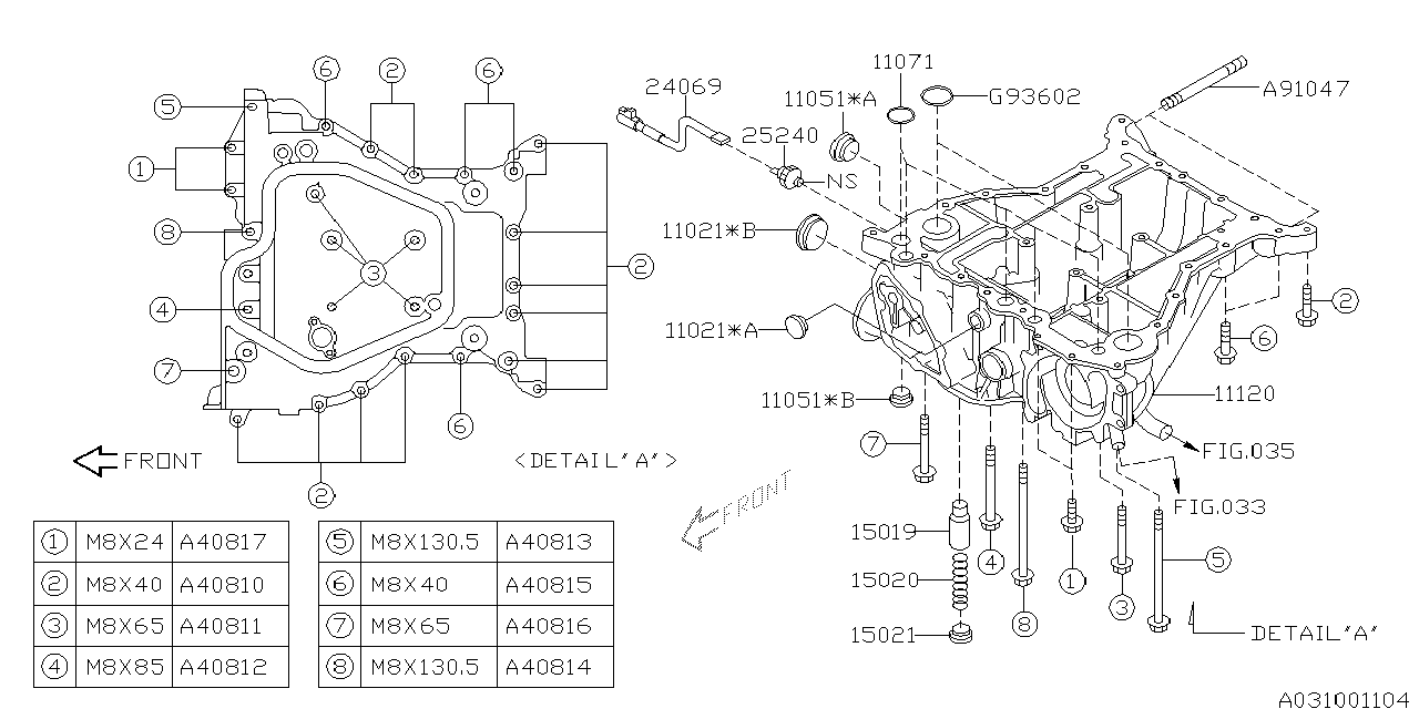 Diagram OIL PAN for your 2019 Subaru Crosstrek   