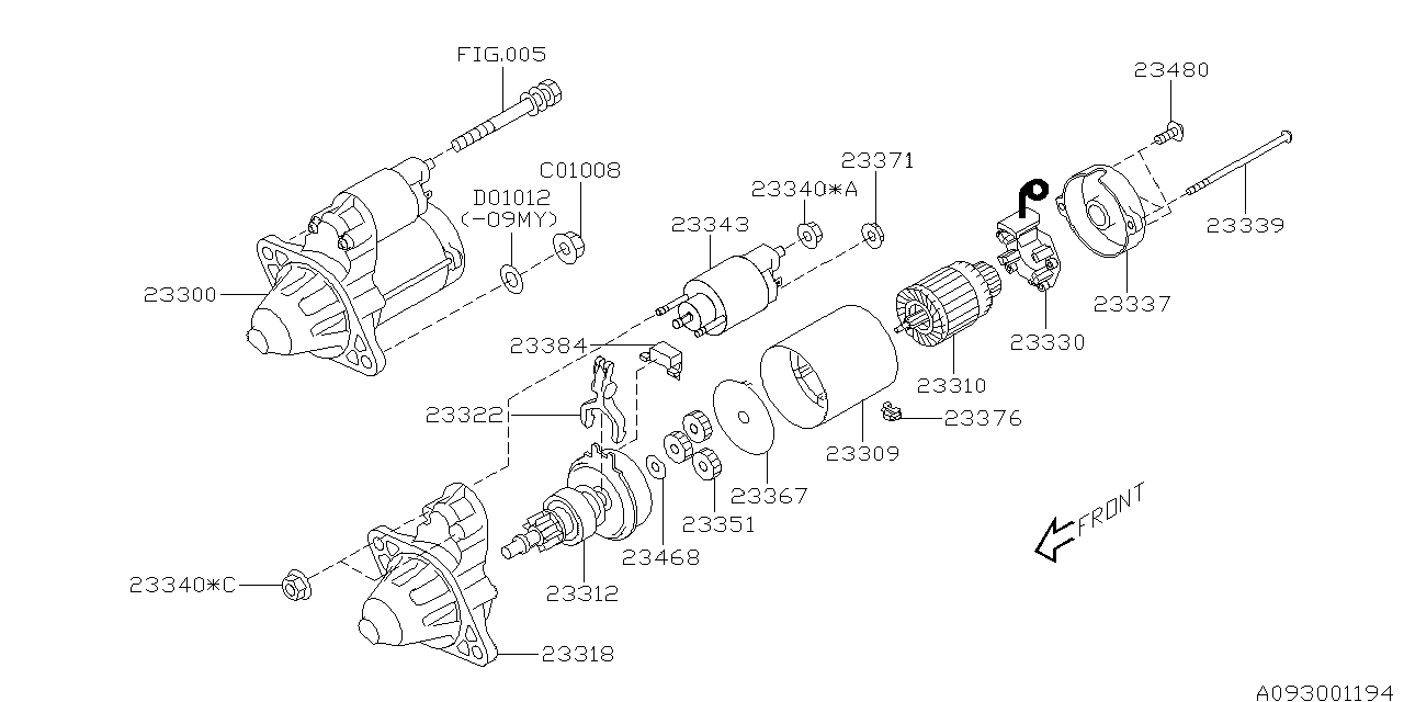 Diagram STARTER for your 2009 Subaru WRX SS SEDAN  