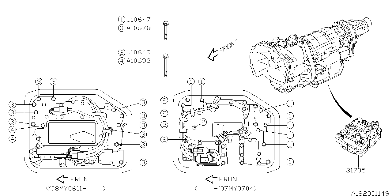 Diagram AT, CONTROL VALVE for your 2012 Subaru Impreza   