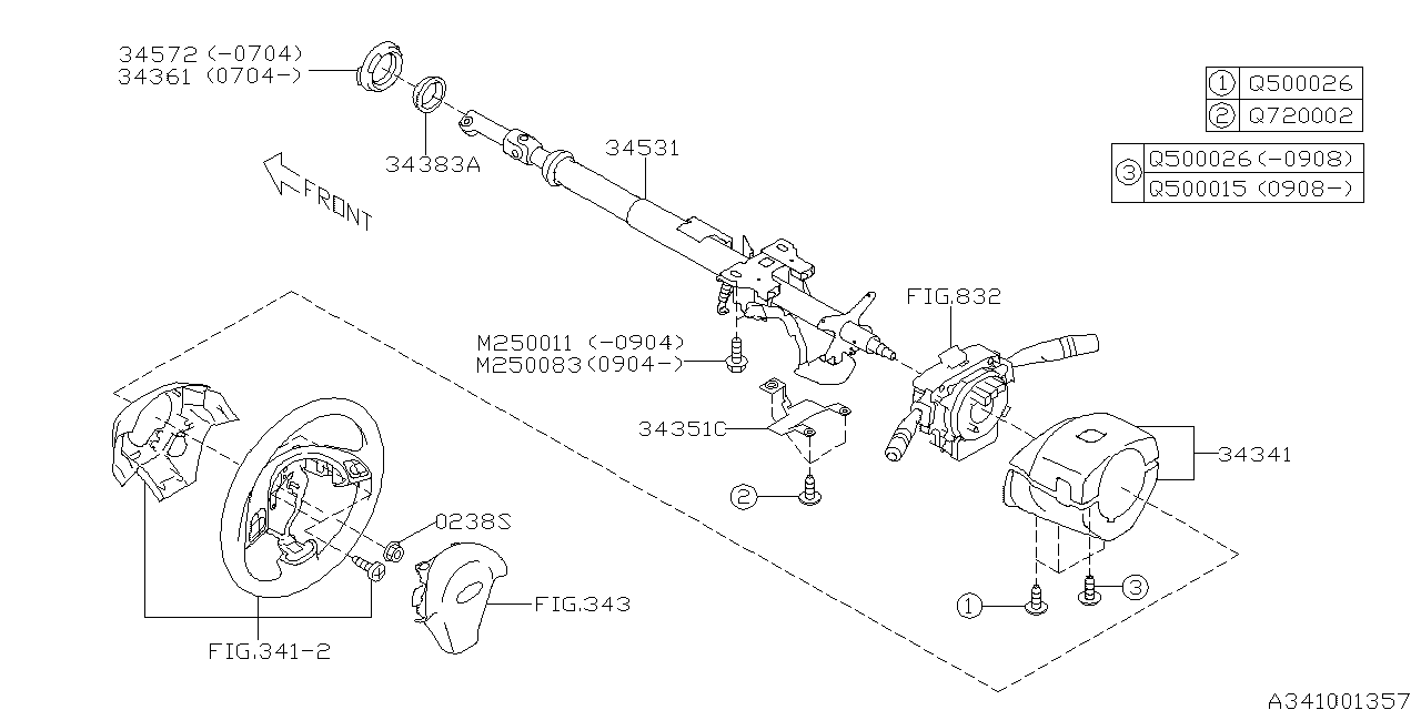 Diagram STEERING COLUMN for your 2011 Subaru STI   