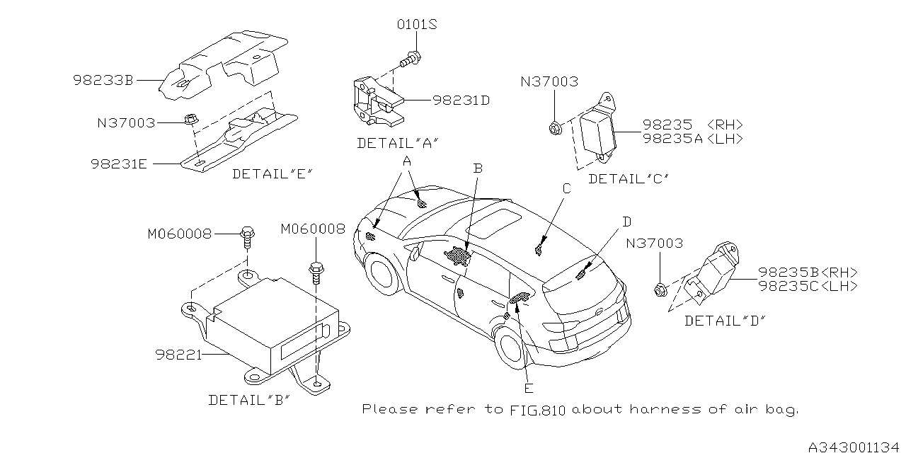 Diagram AIR BAG for your 2008 Subaru Impreza  Sedan 