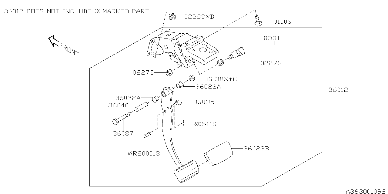 Diagram PEDAL SYSTEM for your 2010 Subaru Tribeca   