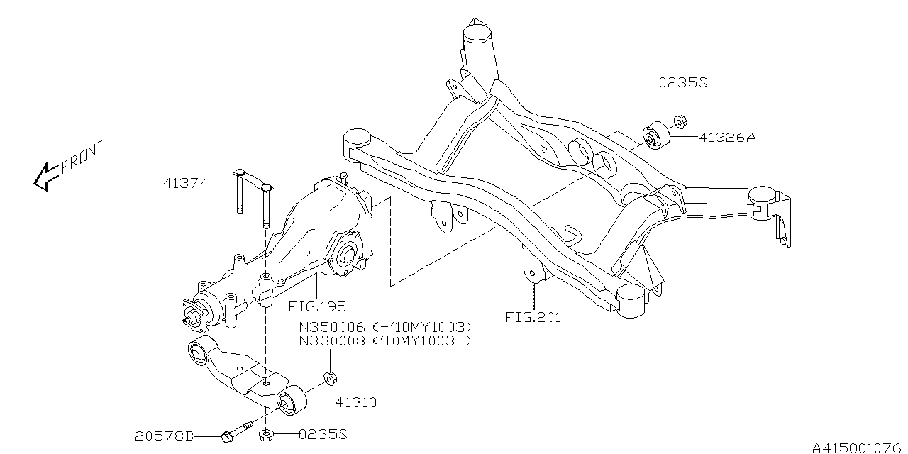 Diagram DIFFERENTIAL MOUNTING for your 2006 Subaru STI   