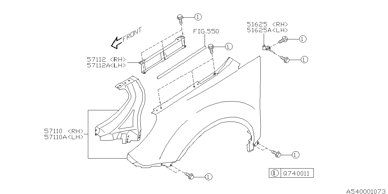 Diagram FENDER for your 2019 Subaru Ascent  Touring w/EyeSight 