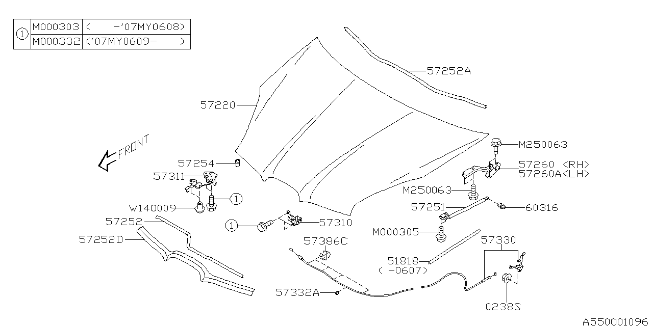 Diagram FRONT HOOD & FRONT HOOD LOCK for your 2010 Subaru Impreza   