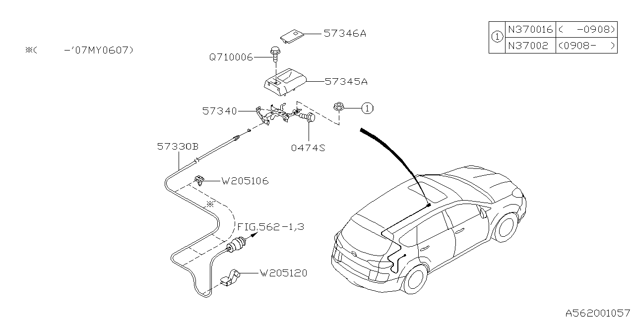 Diagram TRUNK & FUEL PARTS for your 2009 Subaru Tribeca   