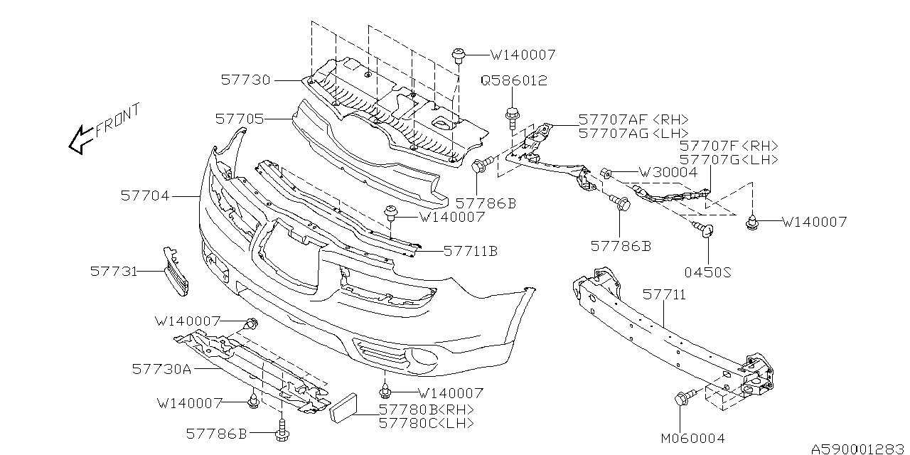 Diagram FRONT BUMPER for your 2012 Subaru Outback   