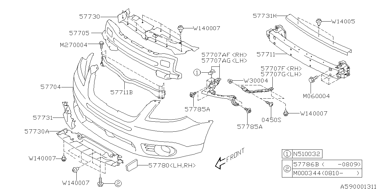 Diagram FRONT BUMPER for your 2013 Subaru Tribeca   