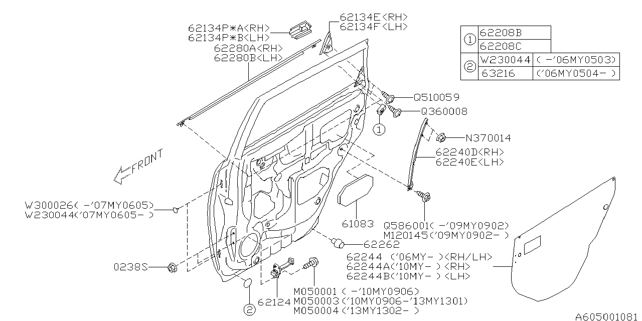 Diagram FRONT DOOR PANEL & REAR(SLIDE)DOOR PANEL for your 2012 Subaru Impreza  Sedan 