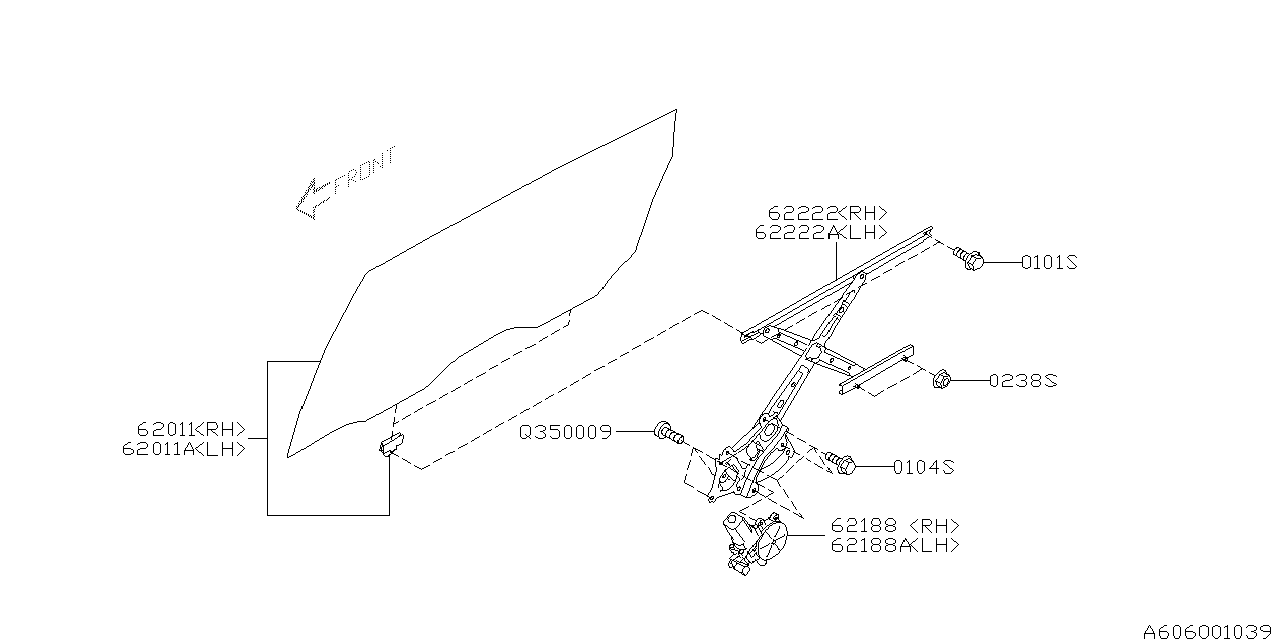 Diagram DOOR PARTS (GLASS & REGULATOR) for your 2010 Subaru Forester  XT 