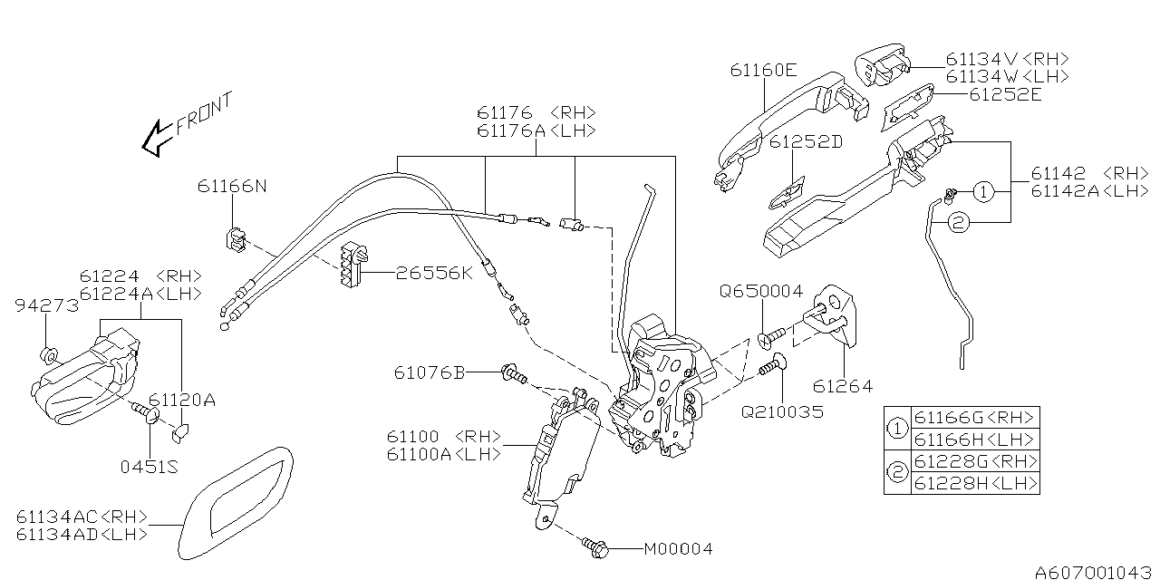 Diagram DOOR PARTS (LATCH & HANDLE) for your 1998 Subaru Legacy   