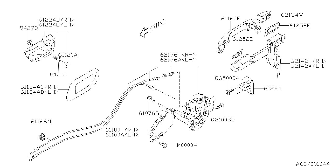 Diagram DOOR PARTS (LATCH & HANDLE) for your 1998 Subaru Legacy   