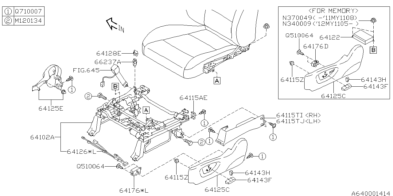 Diagram FRONT SEAT for your 2002 Subaru Forester   