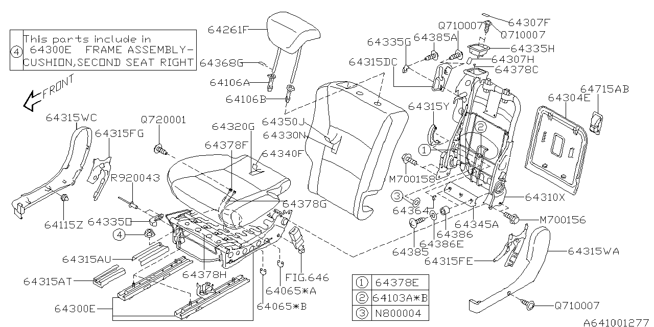 Subaru Baja Base Seat Wire. Walk IN. 2ND Cushion A (Left). LH, REAR ...