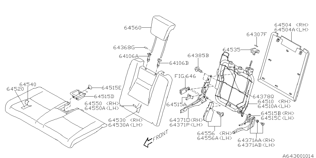 Diagram REAR SEAT 3 for your 2016 Subaru Forester   