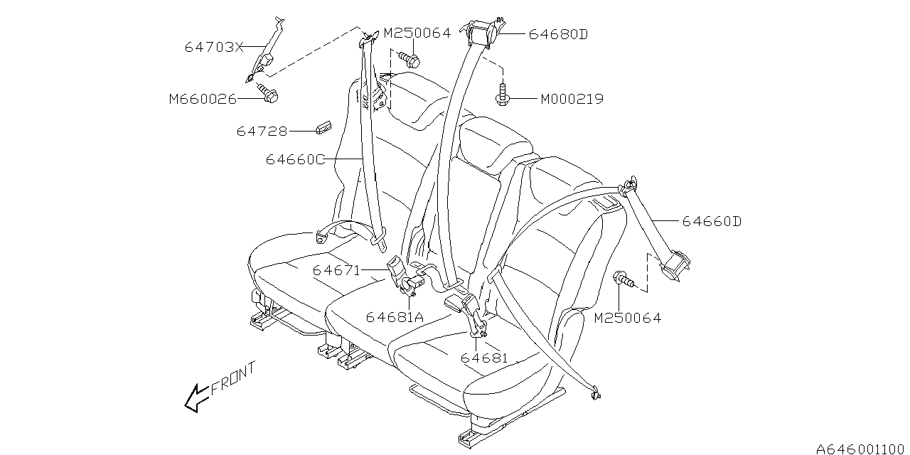 Diagram REAR SEAT BELT for your Subaru