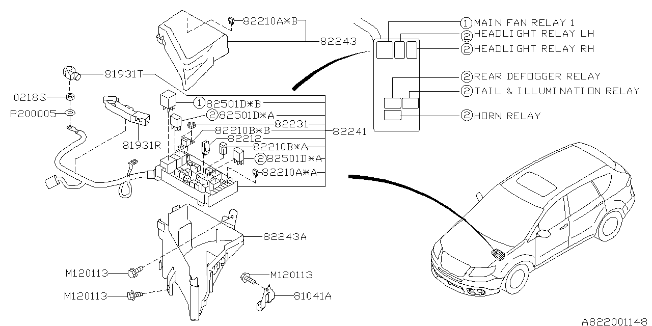 Diagram FUSE BOX for your 2023 Subaru Legacy   