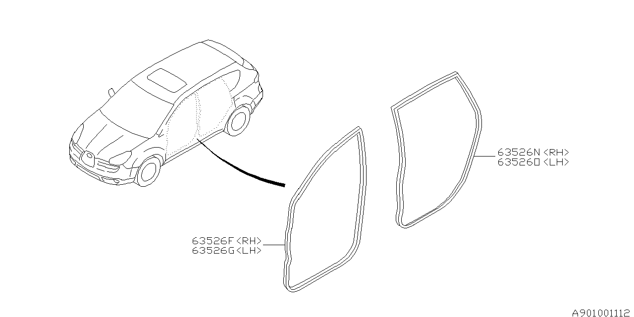 Diagram WEATHER STRIP for your 2021 Subaru Forester  SPORT w/EyeSight BASE 