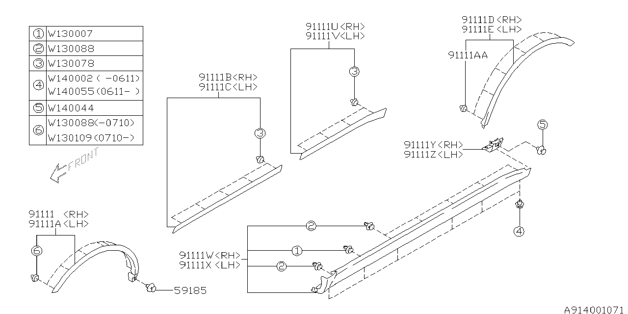 Diagram OUTER GARNISH for your 2009 Subaru Tribeca   