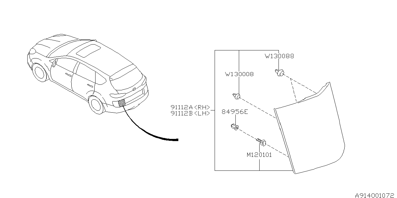 Diagram OUTER GARNISH for your 2020 Subaru WRX Limited w/EyeSight  