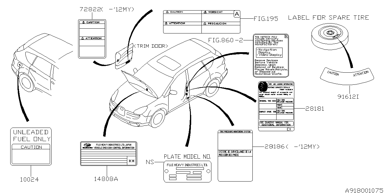 Diagram LABEL (CAUTION) for your 2011 Subaru Forester   