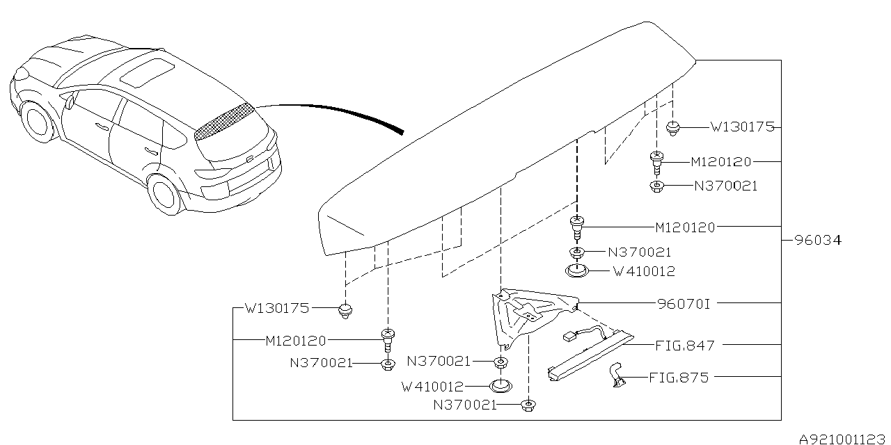 Diagram SPOILER for your 2008 Subaru Tribeca  Base 