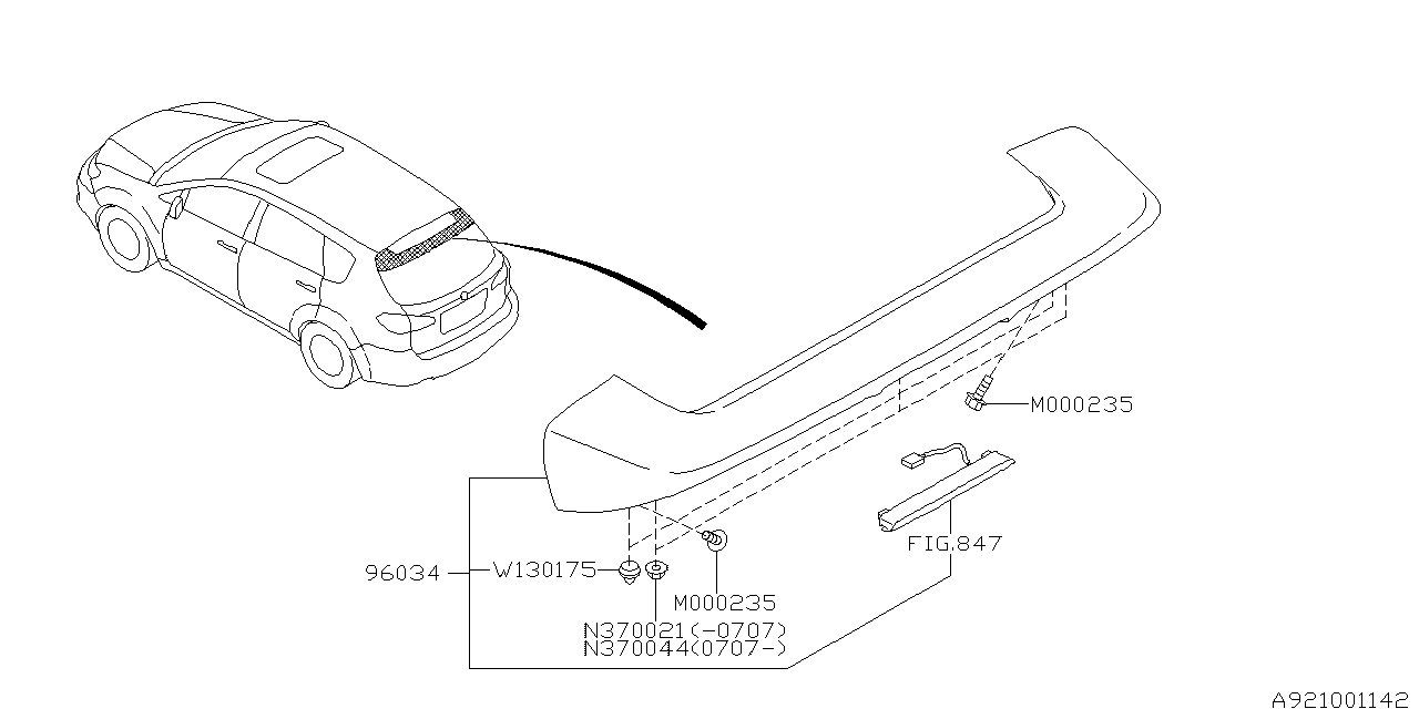 Diagram SPOILER for your 2009 Subaru Tribeca  5ST 