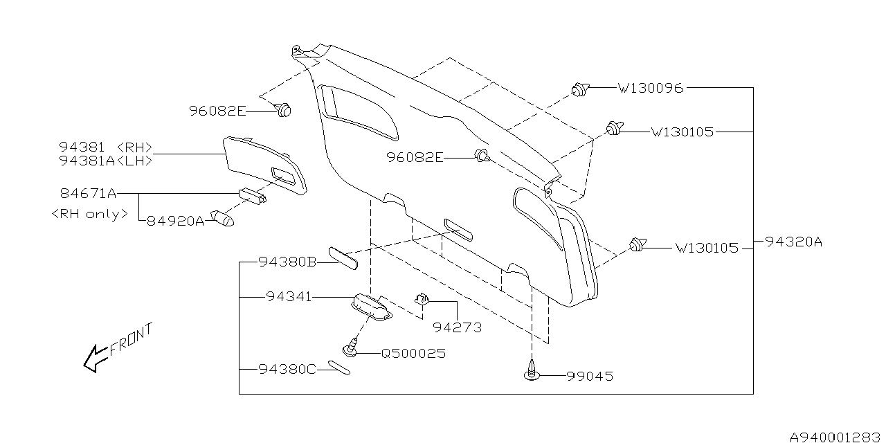 Diagram INNER TRIM for your 1997 Subaru Outback   