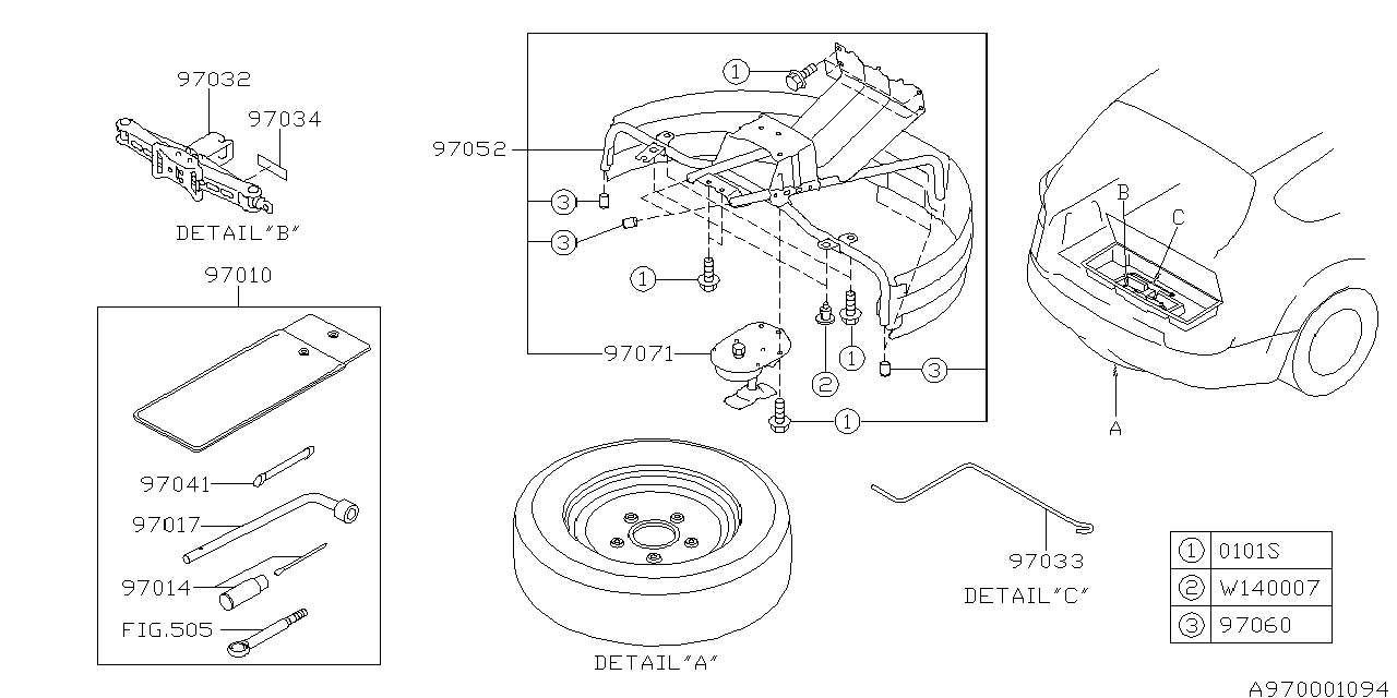 Diagram TOOL KIT & JACK for your 2006 Subaru Forester   