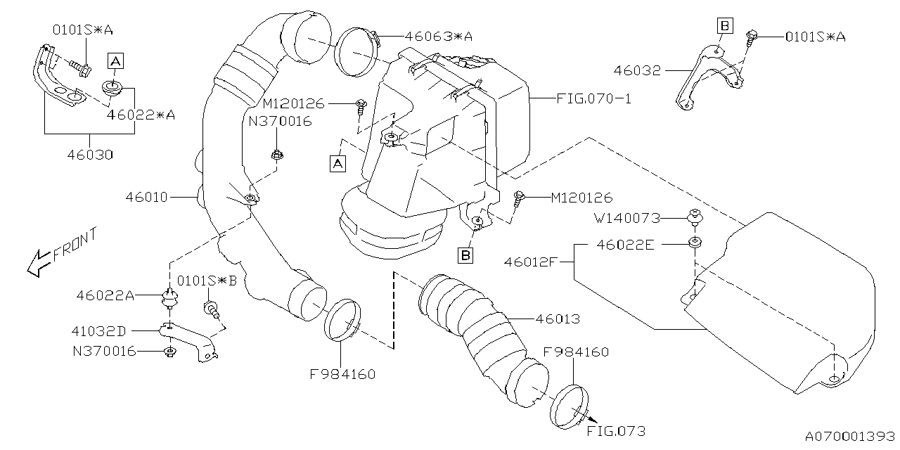 Diagram AIR CLEANER & ELEMENT for your 2001 Subaru Forester   