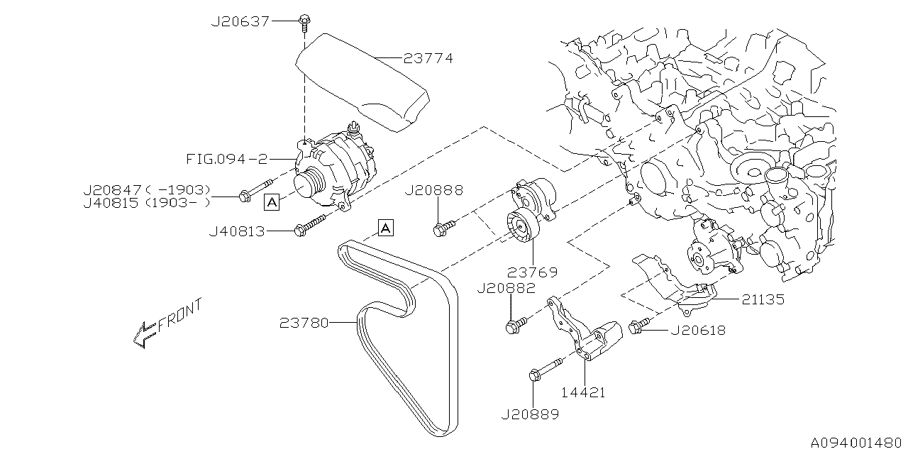 Diagram ALTERNATOR for your 2025 Subaru Ascent  Limited 7-Passenger w/EyeSight 