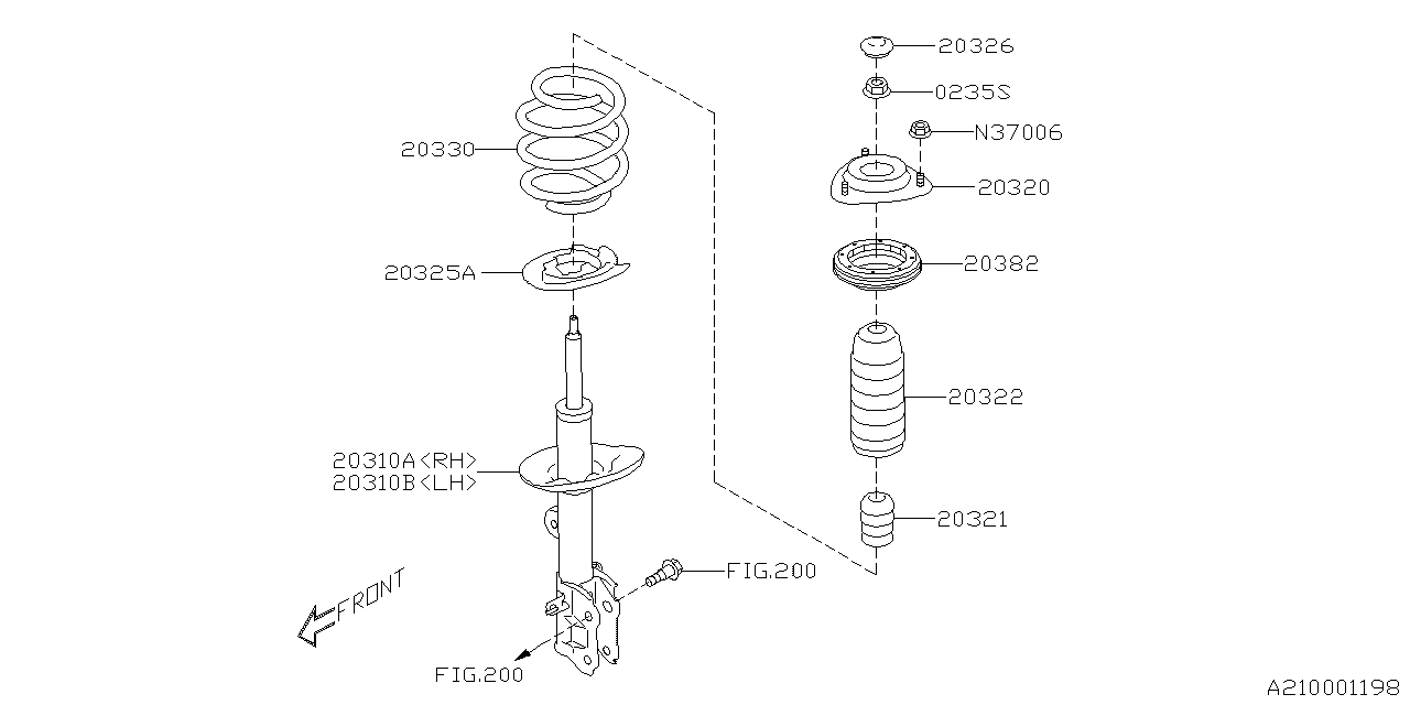 Diagram FRONT SHOCK ABSORBER for your 2005 Subaru Impreza   