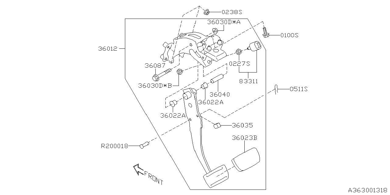 Diagram PEDAL SYSTEM for your Subaru Ascent  