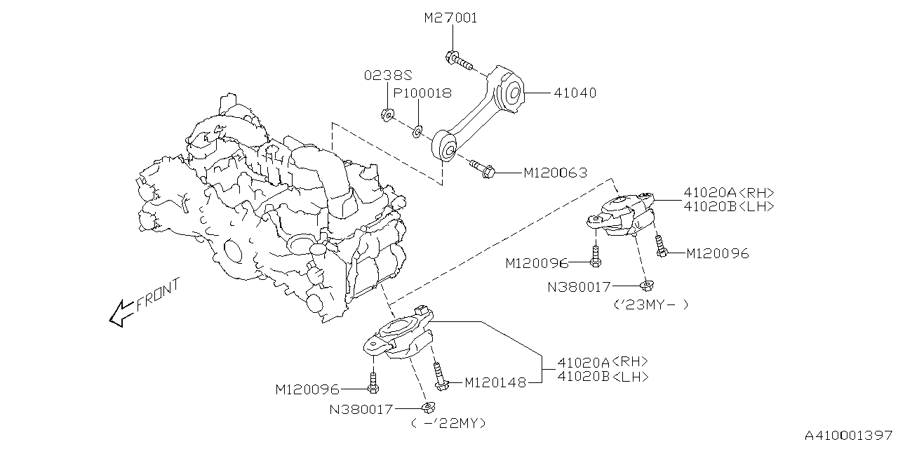 Diagram ENGINE MOUNTING for your 2023 Subaru Legacy   