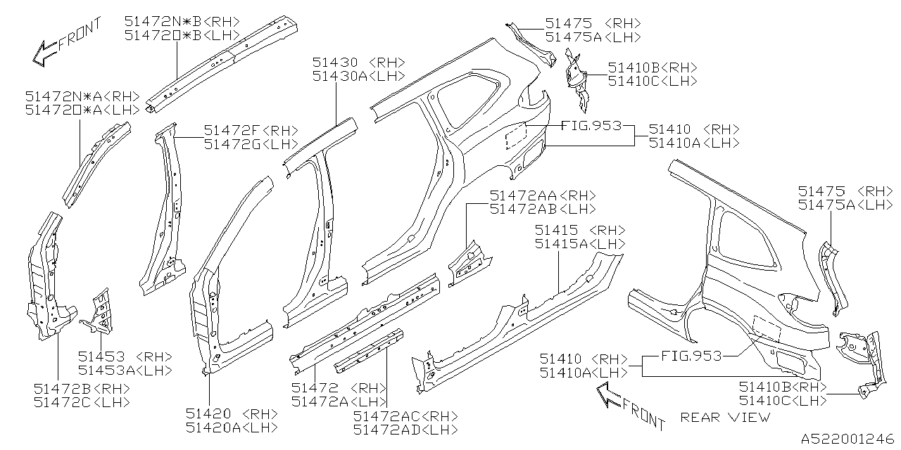 Diagram SIDE PANEL for your 1995 Subaru Impreza   