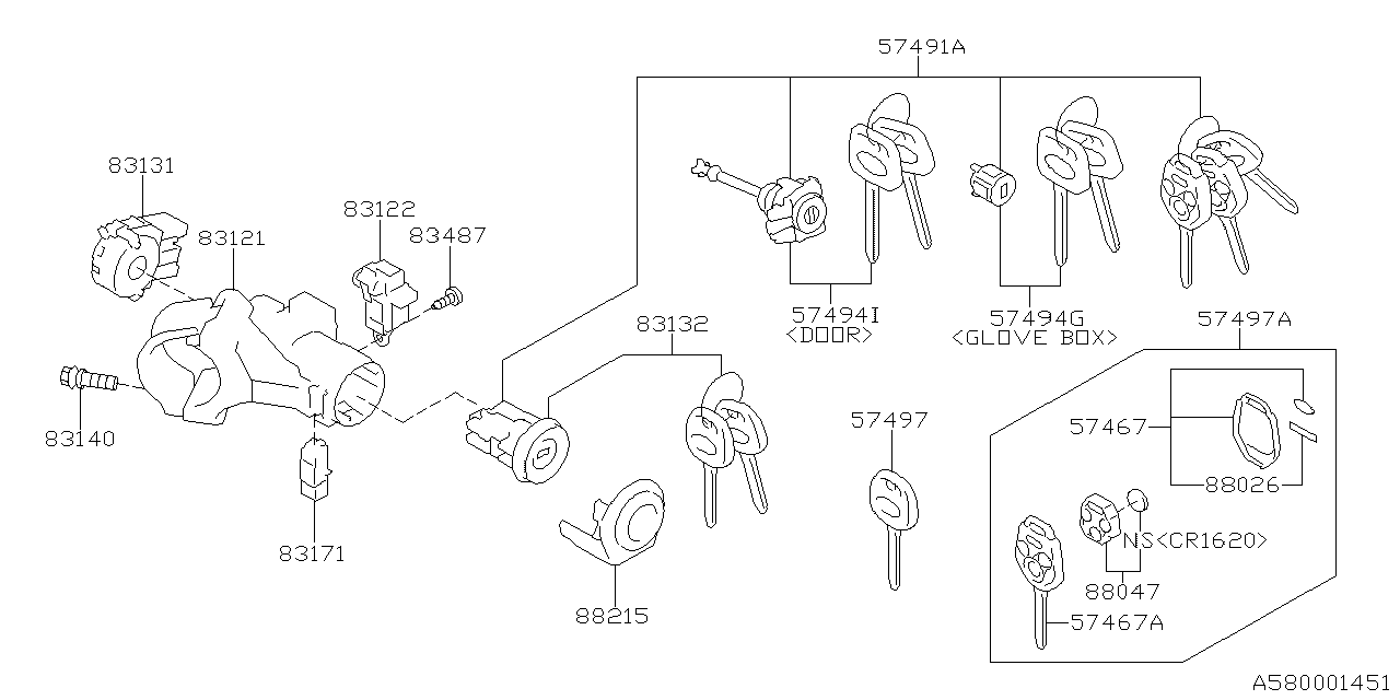 Diagram KEY KIT & KEY LOCK for your 2021 Subaru Forester   