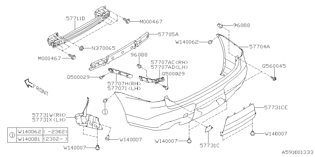 Diagram REAR BUMPER for your 1994 Subaru Impreza   