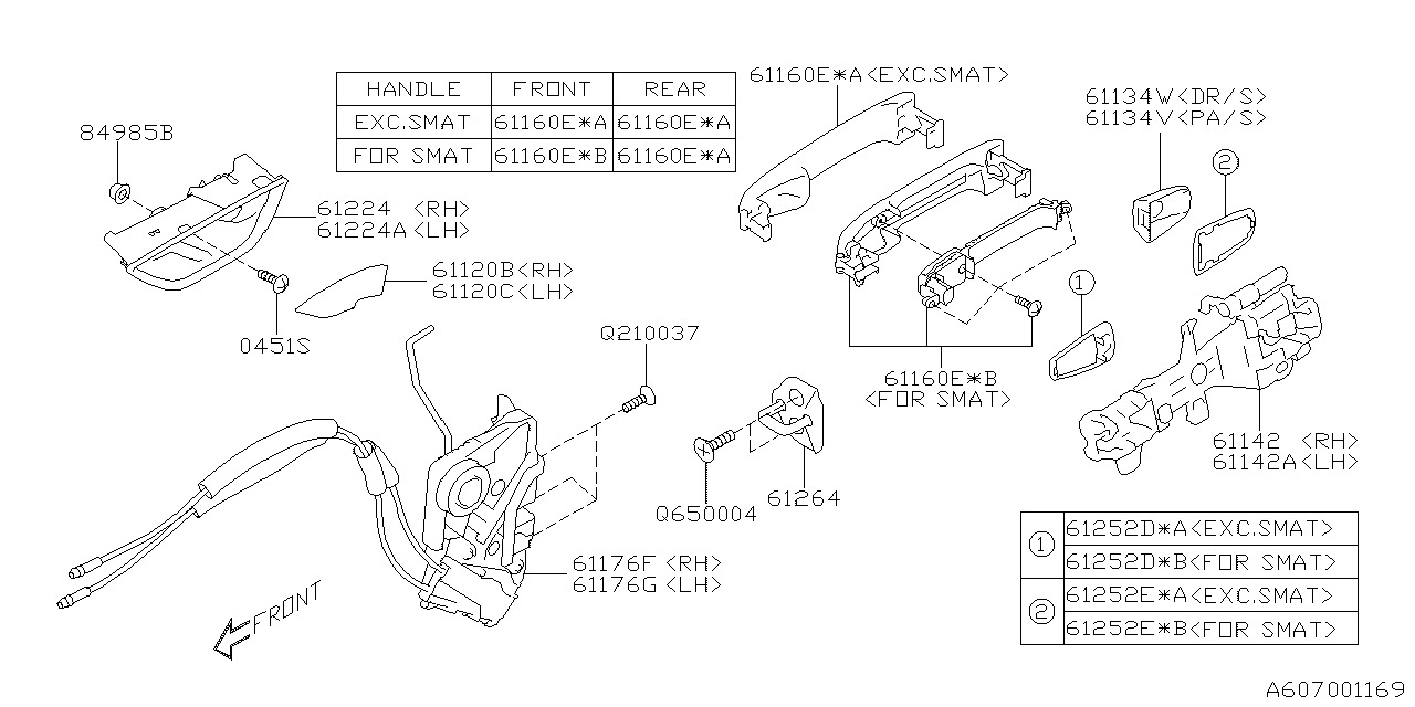 Diagram DOOR PARTS (LATCH & HANDLE) for your Subaru Ascent  