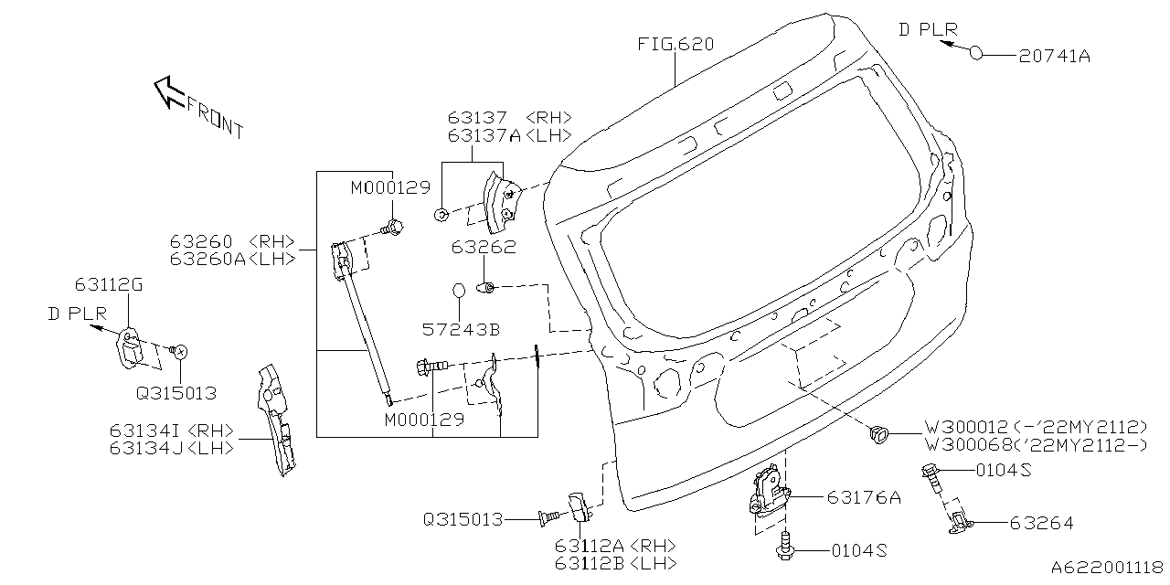 Diagram BACK DOOR PARTS for your 2021 Subaru Outback   