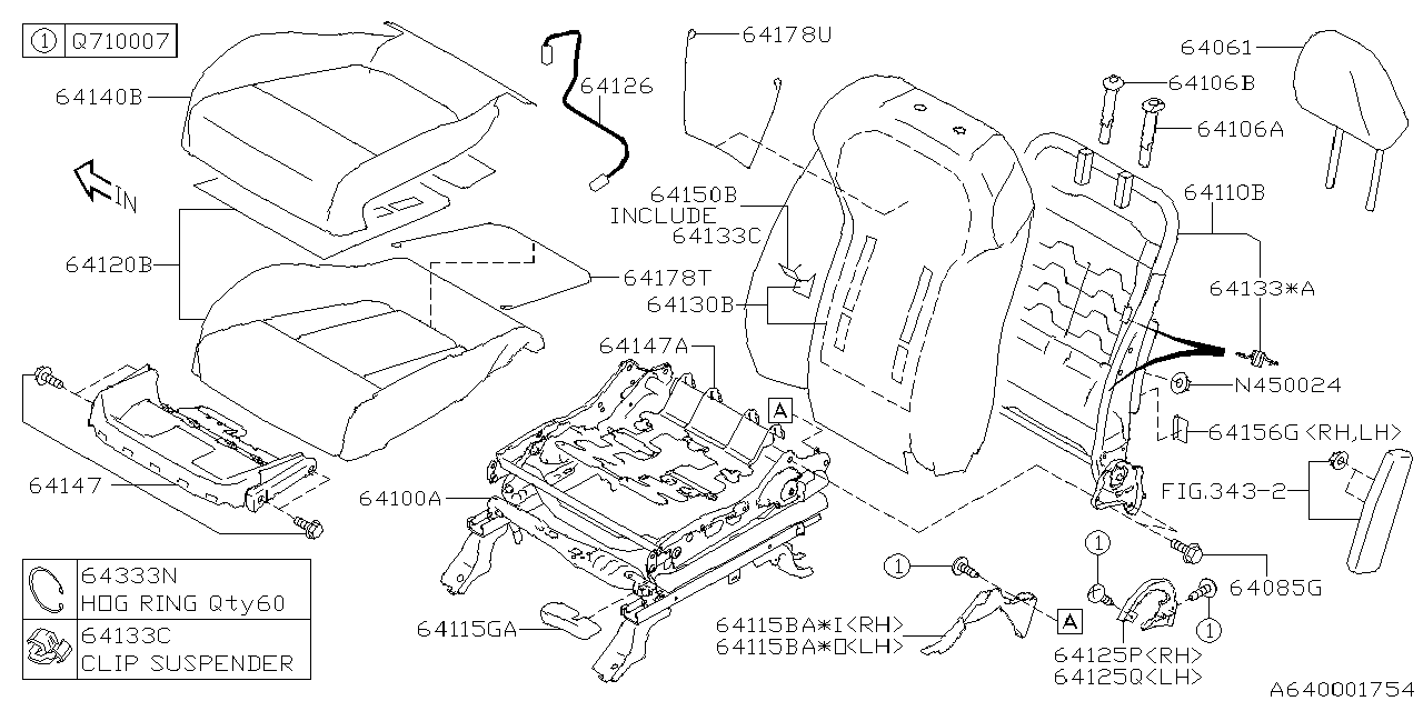 Diagram FRONT SEAT for your 2025 Subaru Ascent   