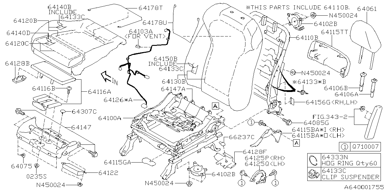 Diagram FRONT SEAT for your 2018 Subaru Crosstrek   